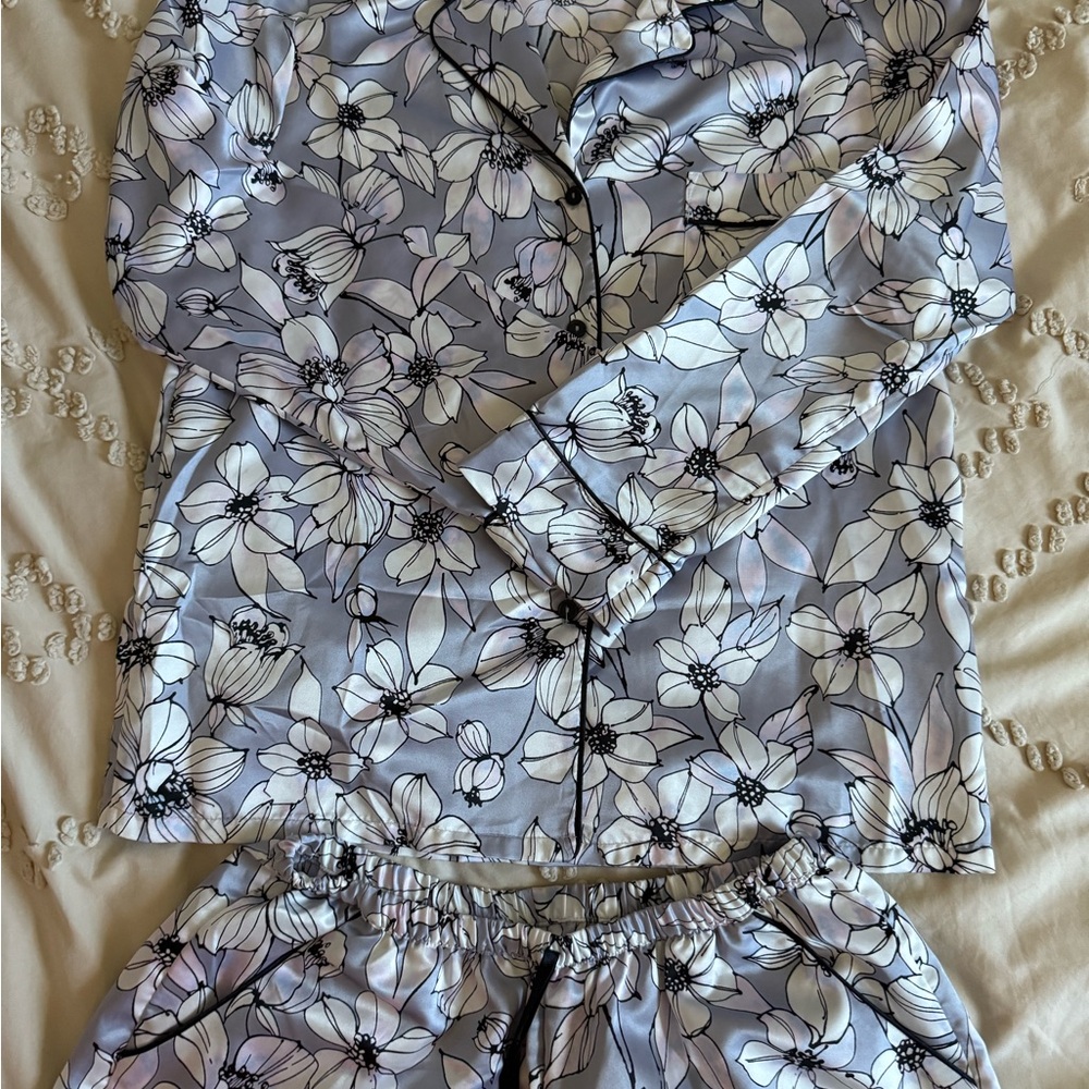 In Bloom Floral Pajama Set in Lavender and White